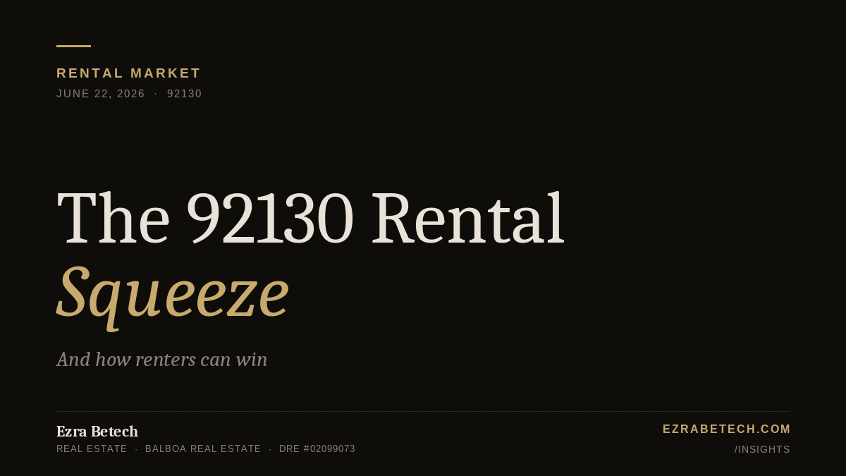 The 92130 Rental Squeeze — Why Homes in Carmel Valley Vanish in Hours and How Prepared Renters Still Win
